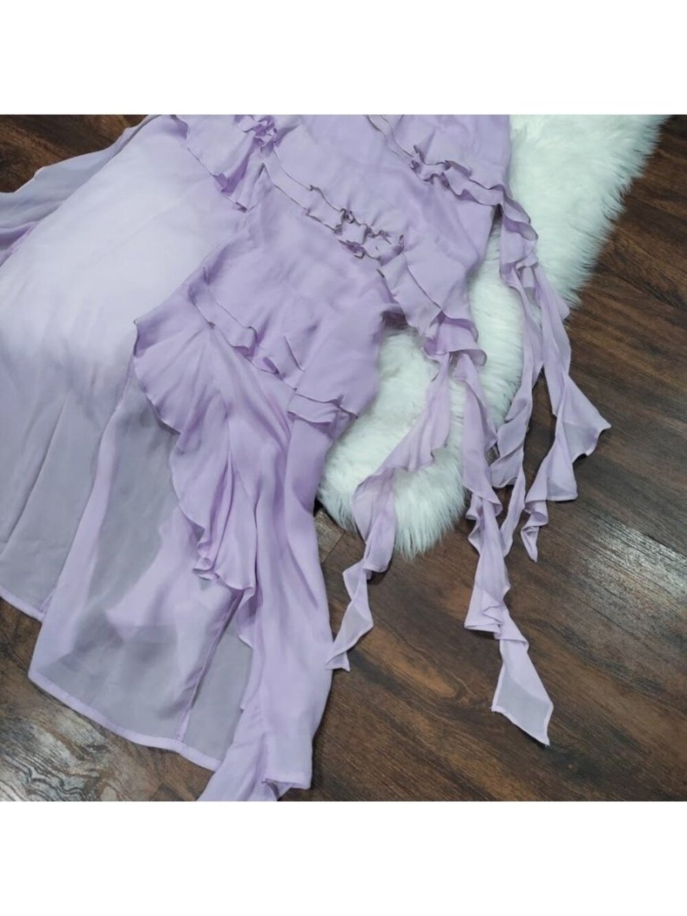 Miss Circle Theodora Ruffle Maxi Dress Sz Medium Tiered Festival boho Whimsy - Picture 11 of 16